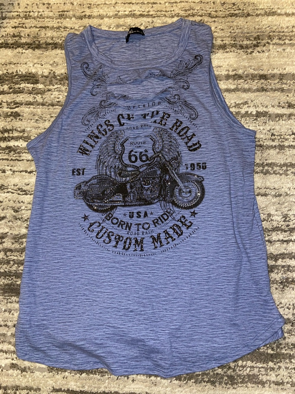 Vocal Apparel Women's Biker Gray Crystal Motorcycle Cut Tank Top Shirt XL
